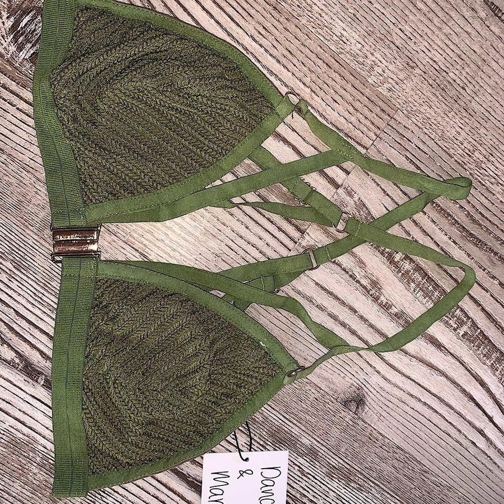 Dance & Marvel olive green bra top